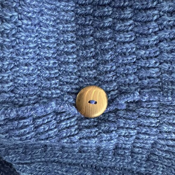 Kilronan Fisherman Cardigan Sweater Medium Blue Merino Wool Cable‎ Knit CJ-1956 - Picture 8 of 8